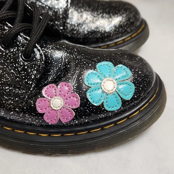 Dr. Martens 1460J Floral Glitter Patent Leather Lace-up boots (size 3) - Picture 10 of 14
